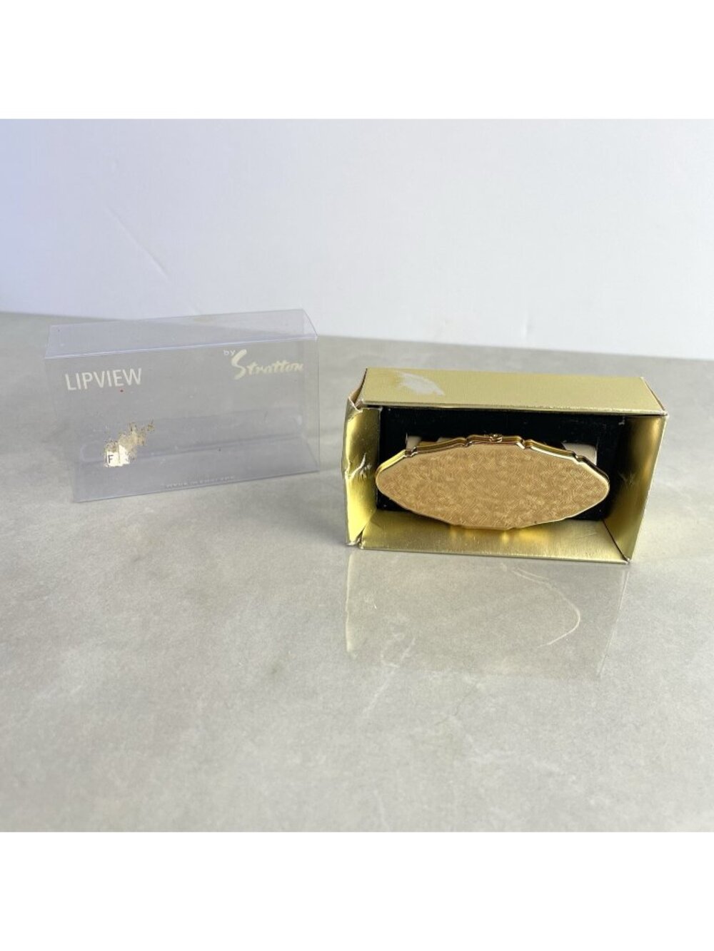 Vintage Lipstick Holder With Mirror Gold Oval Lipview By Stratton England